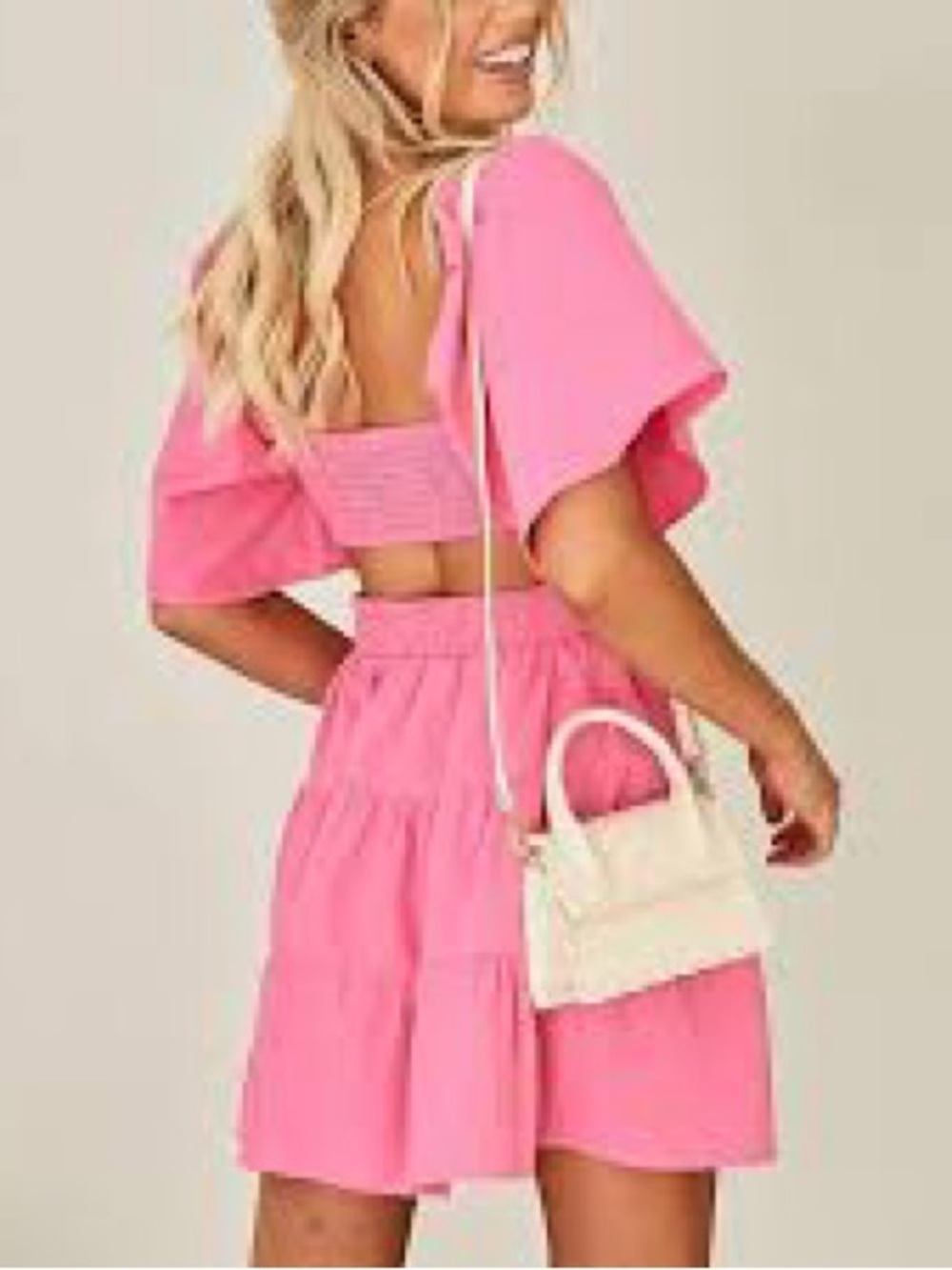 Off-Shoulder Pink Swim Cover-Up Set - Picture 2 of 6